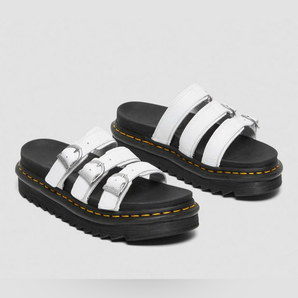 DR.MARTENS BLAIRE LEATHER SLIDE SANDALS
